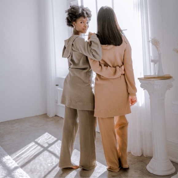 The Good Alma Waffle Cardigan XXXL Organic Cotton Hood Lounge Boho Portugal Cozy - Picture 3 of 14